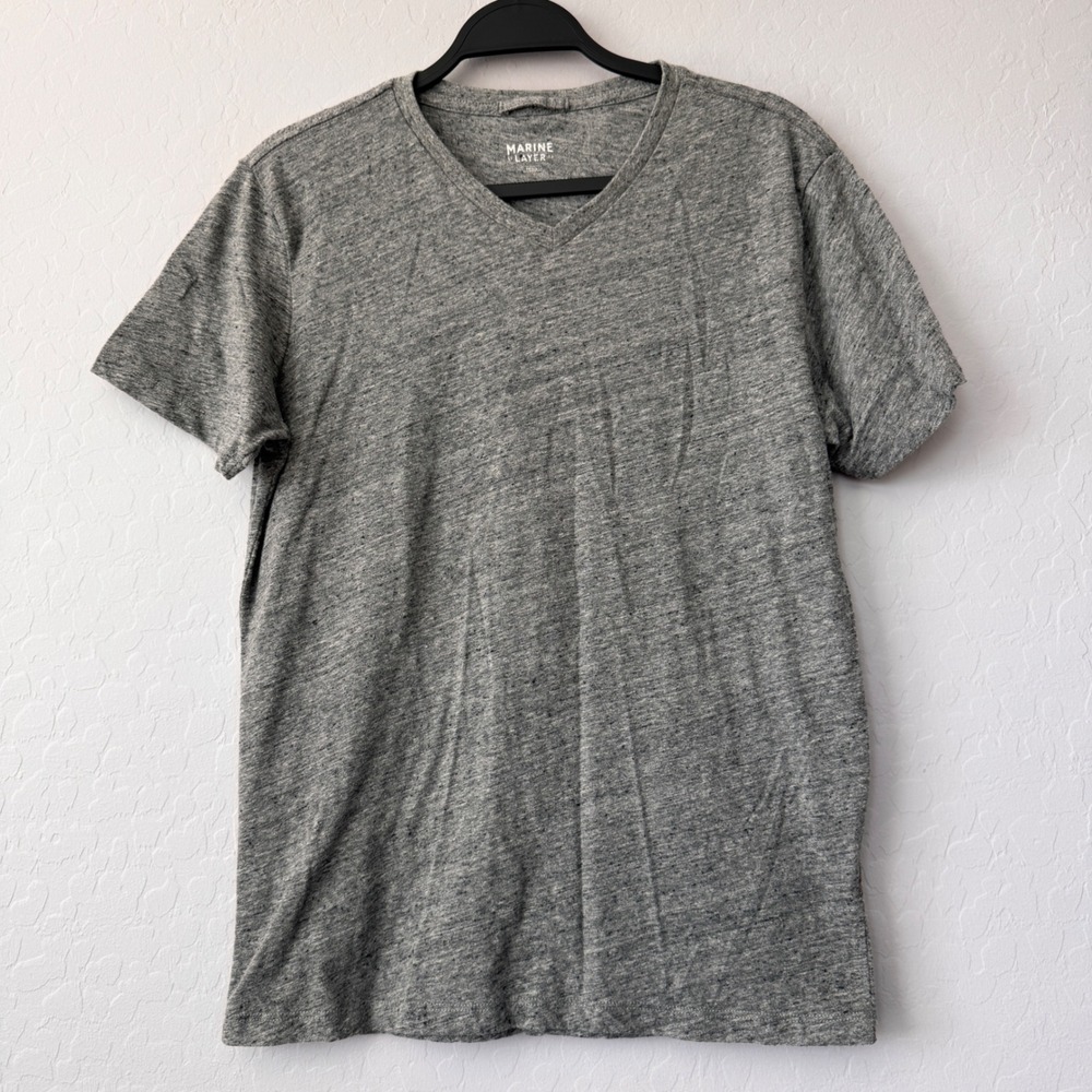 Marine Layer‎ V-Neck T-Shirt Soft Everyday Tee Casual Heather Gray Small
